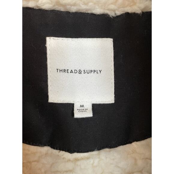 Thread + Supply Sherpa Ivory 1/4 Zip Pullover Size Women’s Medium Pockets - Picture 3 of 3